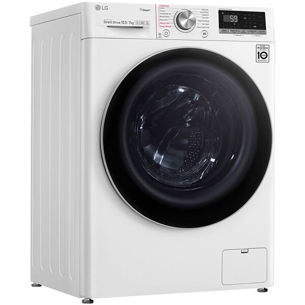 Masina de spalat rufe frontala cu uscator LG F4DV710H1, 6 Motion, Wi-Fi, 10.5/7kg, 1400rpm, Clasa A, alb