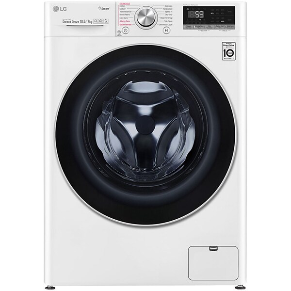 Masina de spalat rufe frontala cu uscator LG F4DV710H1, 6 Motion, Wi-Fi, 10.5/7kg, 1400rpm, Clasa A, alb
