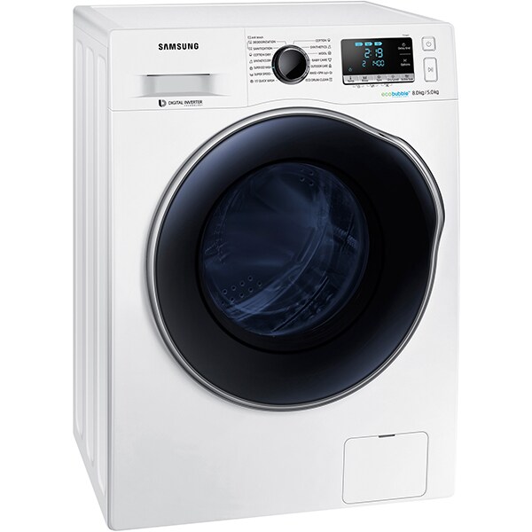 Masina de spalat rufe frontala cu uscator SAMSUNG WD80J6A10AW/LE, Eco Bubble, 8/5kg, 1400rpm, Clasa A, alb