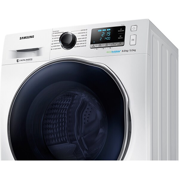 Masina de spalat rufe frontala cu uscator SAMSUNG WD80J6A10AW/LE, Eco Bubble, 8/5kg, 1400rpm, Clasa A, alb