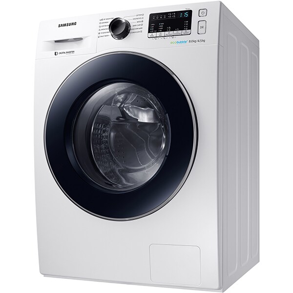 Masina de spalat rufe frontala cu uscator SAMSUNG WD80M4A43JW/LE, Eco Bubble, 8/4.5kg, 1400rpm, Clasa A, alb