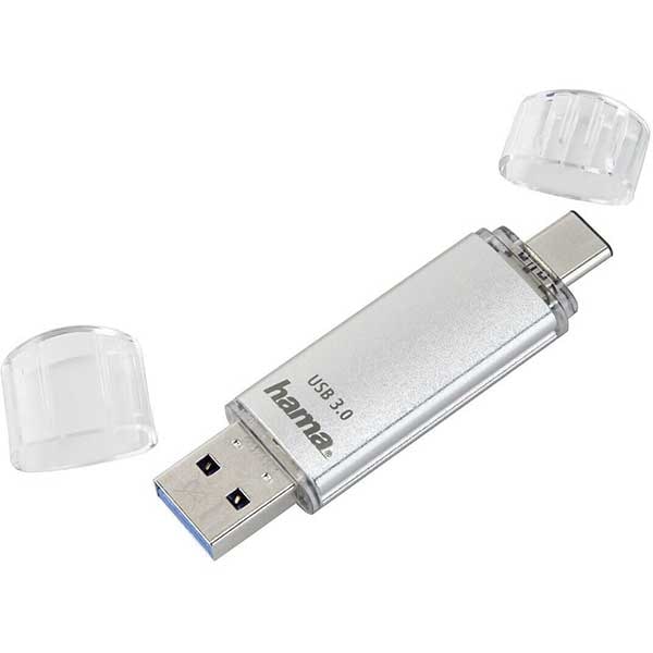 Memorie USB HAMA C-Laeta 181073, USB 3.0-Type C, 128GB, 40MBs, argintiu