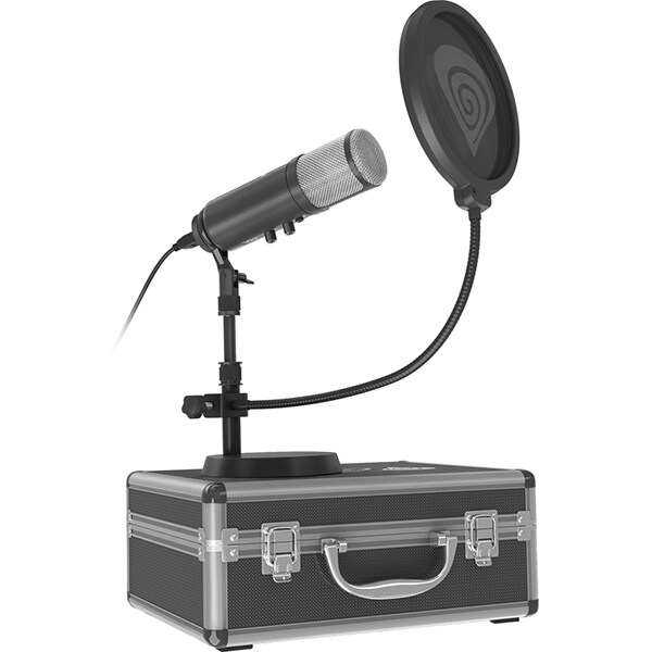 Microfon condensator NATEC Genesis Radium 600, Jack 3.5 mm, USB, negru