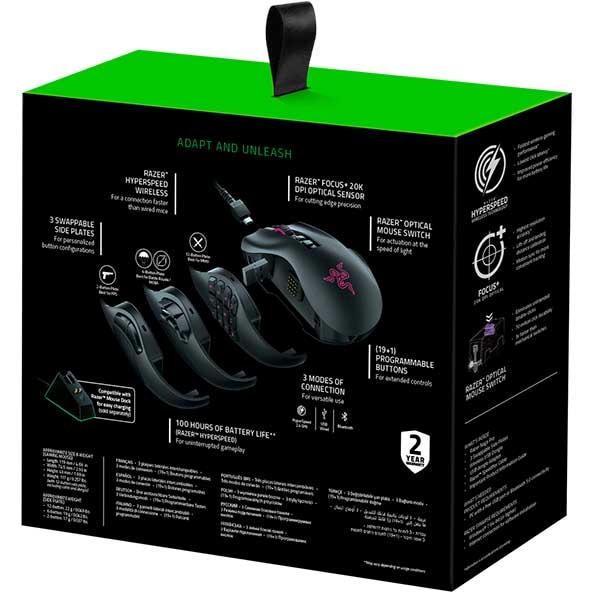 Mouse Gaming Wireless RAZER Naga Pro, Dual-Mode, 20000 dpi, negru
