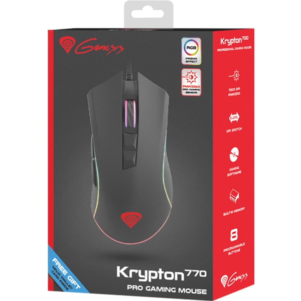 Mouse Gaming NATEC Genesis Krypton 770, 12000 dpi, negru