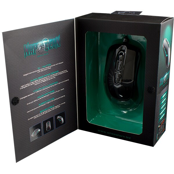 Mouse Gaming WHITE SHARK Napoleon, 4000 dpi, negru