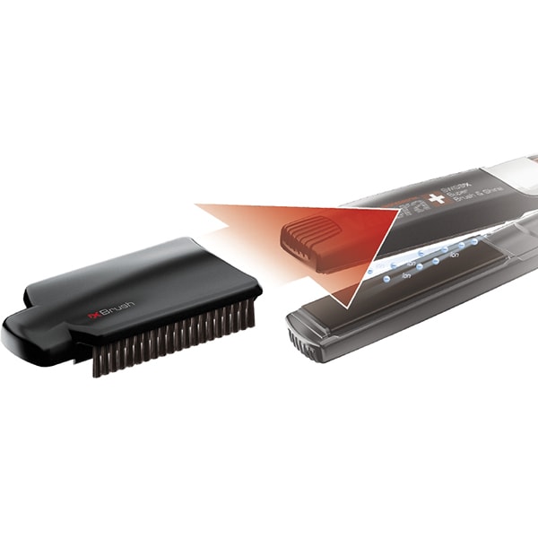 Placa de indreptat parul profesionala VALERA Swiss'X Super Brush&Shine 100.20/IS, 230 grade, LCD, invelis ceramic, negru-gri