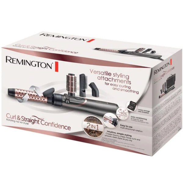 Perie rotativa REMINGTON Curl&Straight Confidence AS8606, 800W, 2 viteze, 2 trepte de temperatura, Invelis ceramic, gri