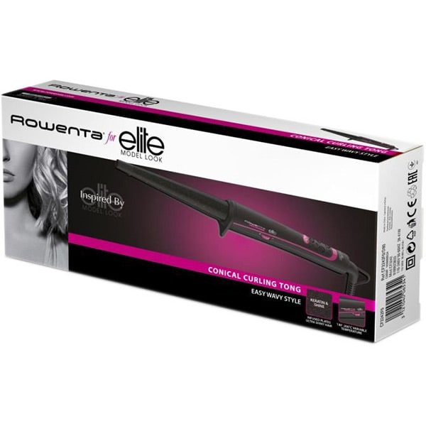 Ondulator conic ROWENTA Elite CF3242F0, 200 grade, invelis ceramic, negru