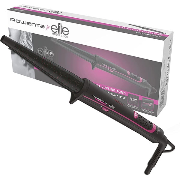 Ondulator conic ROWENTA Elite CF3242F0, 200 grade, invelis ceramic, negru
