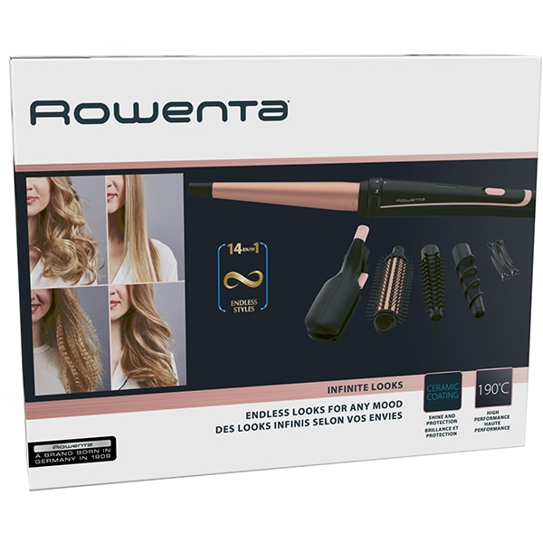 Trusa coafat Multistyler ROWENTA Infinite Looks 14 in 1 CF4231F0, invelis ceramica, negru