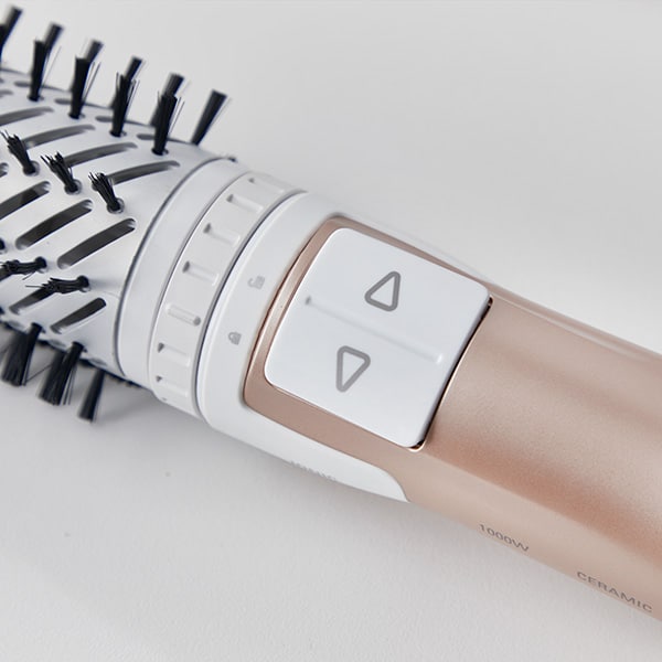 Perie rotativa ROWENTA Brush Activ Compact CF9520F0, 1000W, 2 viteze, 2 trepte temperatura, Invelis Ceramic, alb-auriu