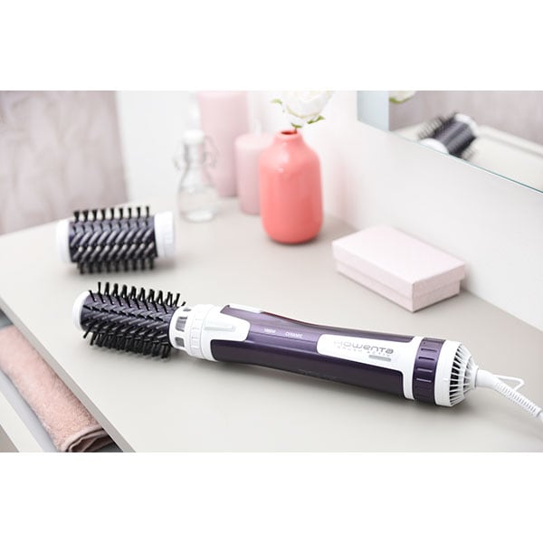 Perie rotativa ROWENTA Brush Activ Volume & Shine CF9530F0, 1000W, 2 viteze, 2 trepte temperatura, Dubla directie de rotire, alb-mov