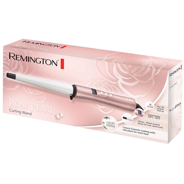 Ondulator conic REMINGTON Rose Luxe CI9525, 210 grade, invelis ceramic, alb-roz
