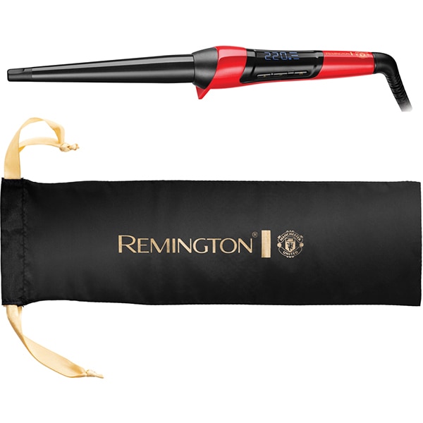 Ondulator REMINGTON Pearl Manchester United Edition CI9755, 220 grade, invelis ceramic, negru-rosu
