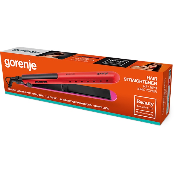 Placa de indreptat parul GORENJE HS110PR, 230 grade, invelis ceramic, portocaliu-roz
