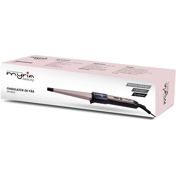 Ondulator MYRIA MY4823, 200 grade, invelis ceramic, negru-roz