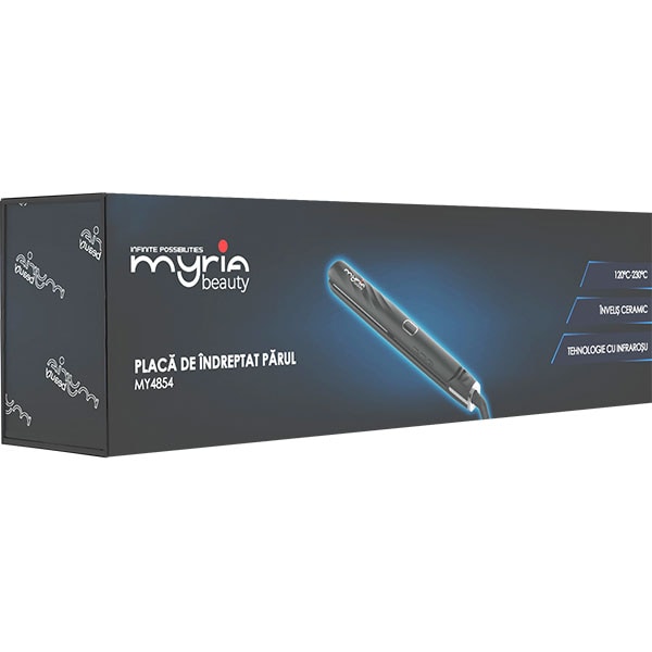 Placa de indreptat parul MYRIA MY4854, 230 grade, invelis ceramic, negru