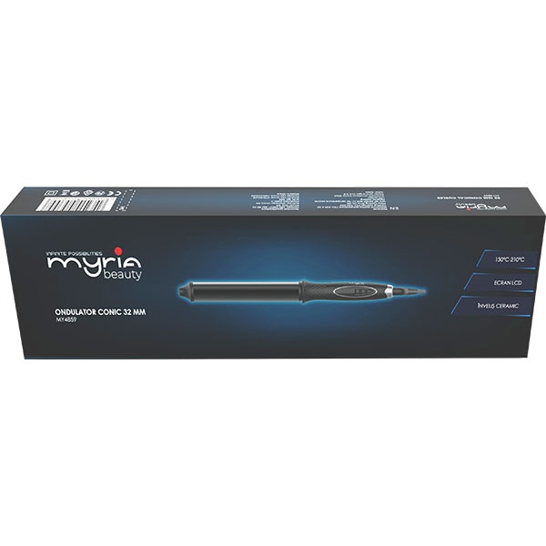 Ondulator MYRIA MY4859, 210 grade, invelis ceramic, negru
