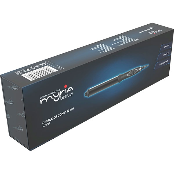 Ondulator MYRIA MY4859, 210 grade, invelis ceramic, negru