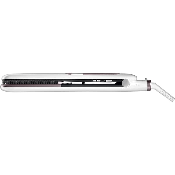 Placa de indreptat parul ROWENTA Premium Care Brush & Straight SF7510F0, LCD, invelis keratina, alb-roz