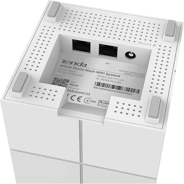Sistem Wireless Mesh Gigabit TENDA Nova MW6 AC1200, Dual Band 300 + 867Mbps, 2 Buc, alb