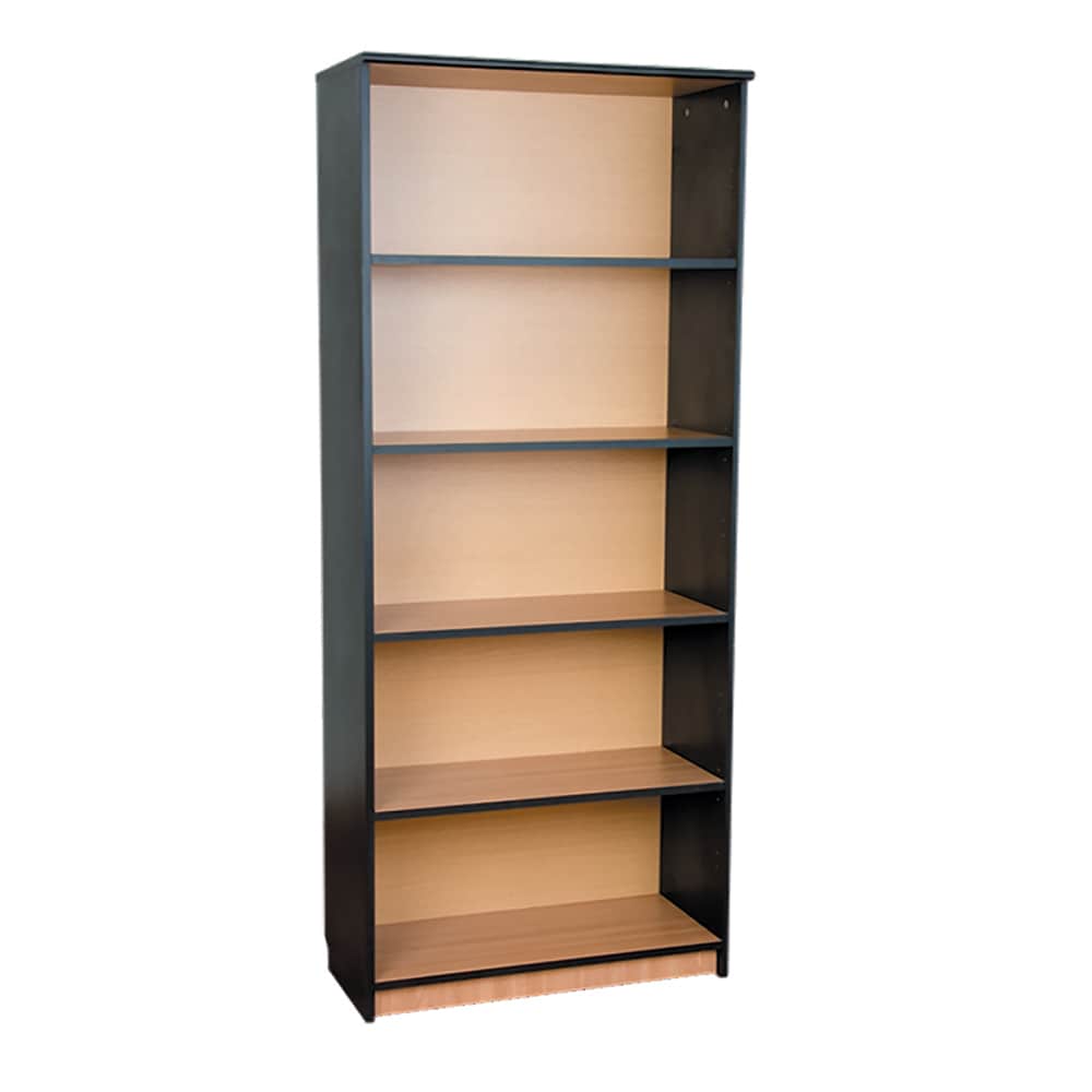 Etajera birou RTC Office Line, 80 x 36 x 185 cm, PAL, 4 polite, stejar-negru
