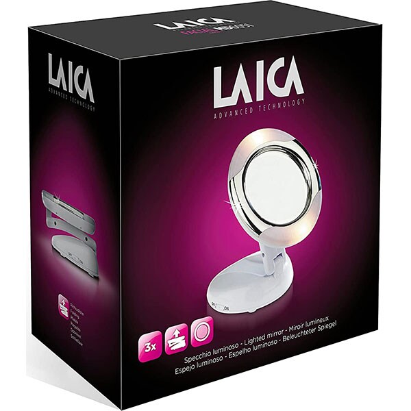 Oglinda cosmetica cu iluminare LAICA MD6051, 12.5cm, alb