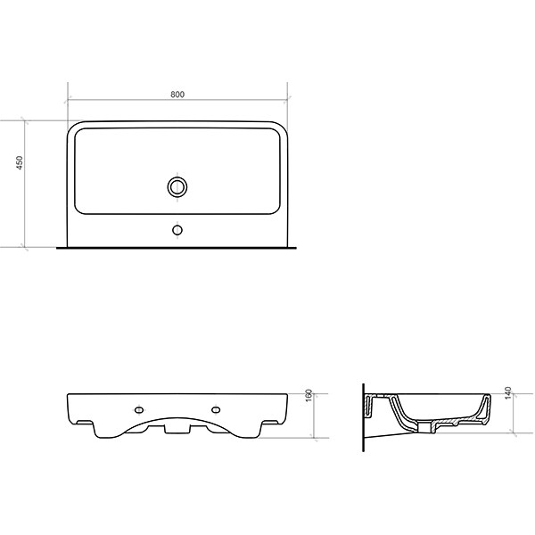 Chiuveta baie CERSANIT Urban Harmony 80, montare suspendata, 80 x 45 cm, alb