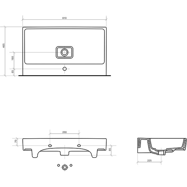Chiuveta baie CERSANIT Metropolitan 80, montare suspendata, 81 x 46.5 cm, alb