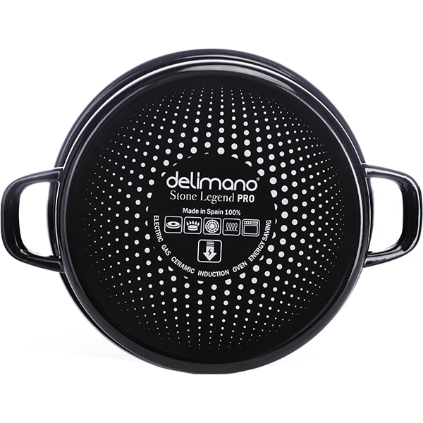Cratita DELIMANO Stone Legend Black, 4l, 28cm, otel, negru