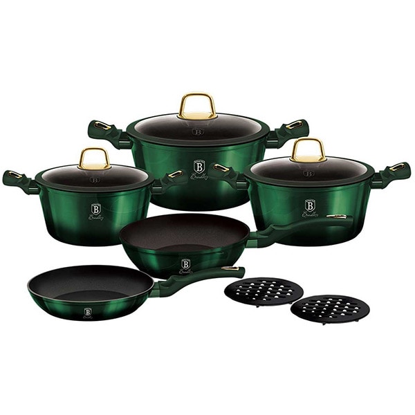 Set vase BERLINGER HAUS Emerald BH/6065, 10 piese, 1-6.1l, 20-28cm, aluminiu, verde