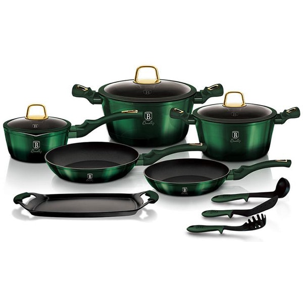 Set vase BERLINGER HAUS Emerald BH/6066, 12 piese, 1.3-4.1l, 16-24cm, aluminiu, verde