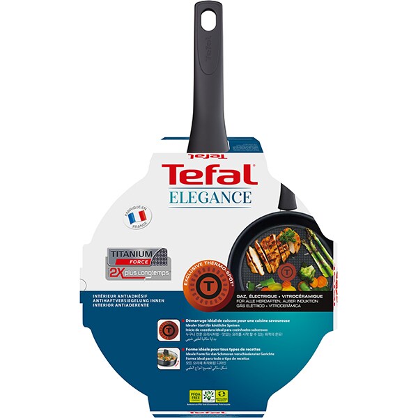 Cratita cu capac TEFAL Elegance Sautepan C3673253, 3.5l, 24cm, aluminiu, negru