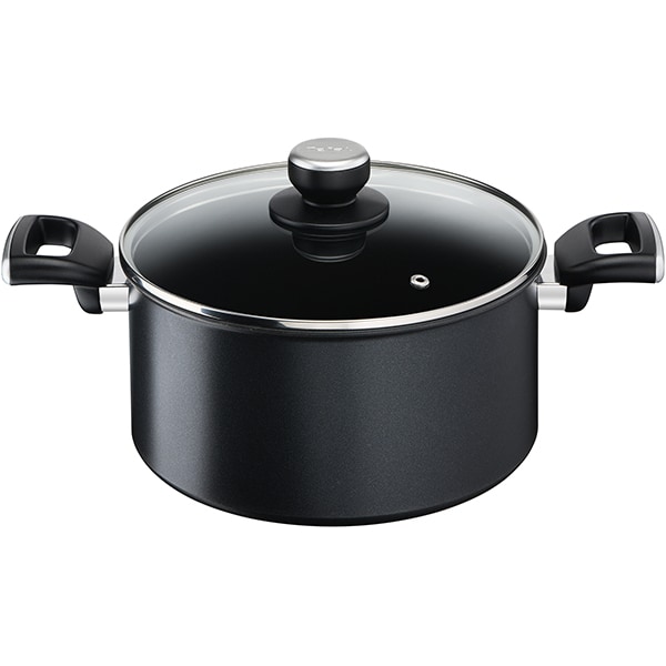 Cratita cu capac TEFAL Unlimited G2554672, 5.2l, 24cm, aluminiu, negru