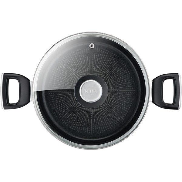 Cratita cu capac TEFAL Unlimited G2554672, 5.2l, 24cm, aluminiu, negru