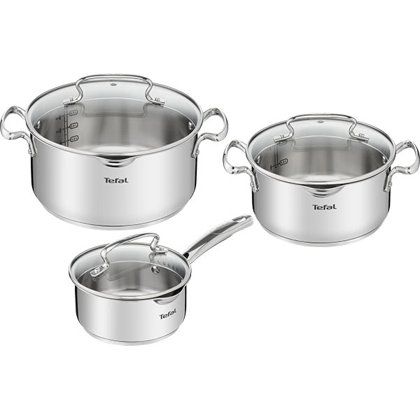 Set vase TEFAL Duetto Plus G719S674, 6 piese, 16-24cm, otel, argintiu
