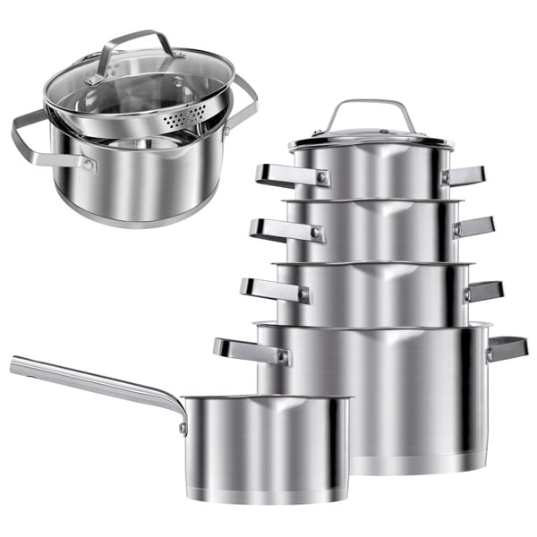 Set de oale SMILE MGK-11, 10 piese,1.9-6.1l, 16-24cm, otel, argintiu