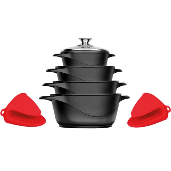 Set de oale SMILE Ilag Basic MGK-12, 8 piese, 1.2-6l, 16-28cm, aluminiu, negru