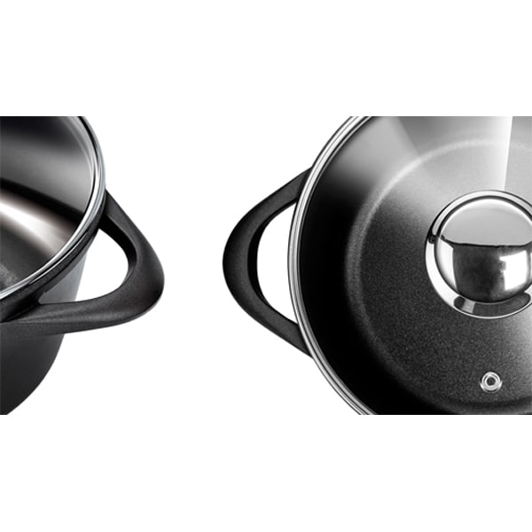 Set de oale SMILE Ilag Basic MGK-12, 8 piese, 1.2-6l, 16-28cm, aluminiu, negru