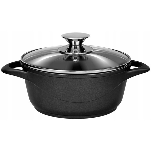 Set de oale SMILE Ilag Basic MGK-17, 8 piese, 1.5-6.5l, 16-24cm, aluminiu, negru
