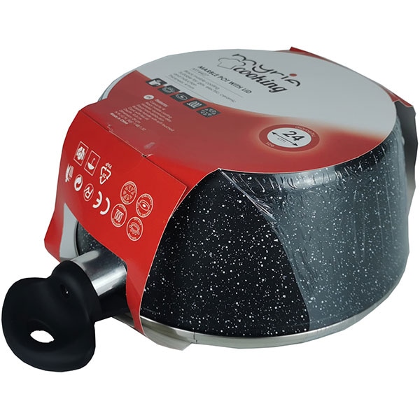 Oala cu capac MYRIA MY4427, 4l, 24cm, aluminiu, negru