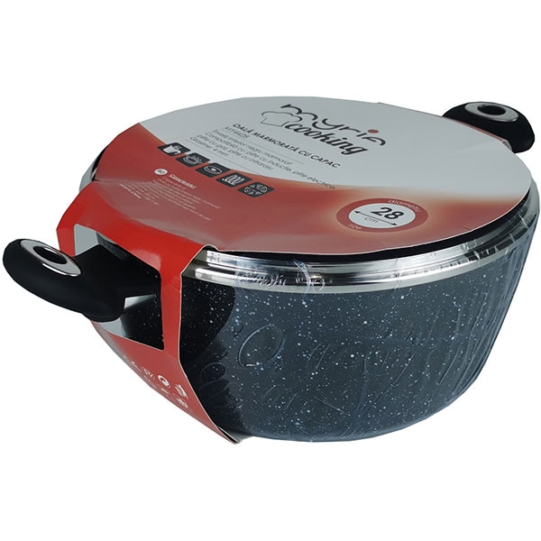 Oala cu capac MYRIA MY4428, 6l, 28cm, aluminiu, negru