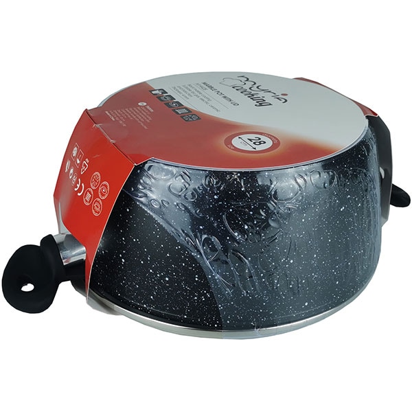 Oala cu capac MYRIA MY4428, 6l, 28cm, aluminiu, negru