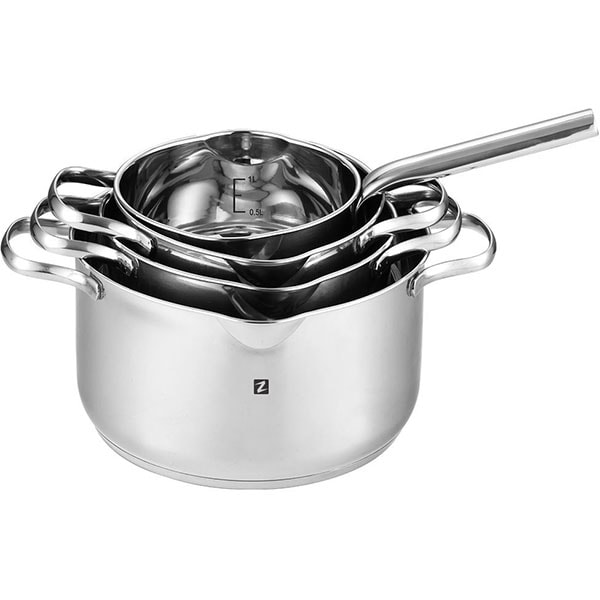 Set de vase ZOKURA Z1055, 8 piese, 1.7-6.1l, 16-24cm, inox, argintiu