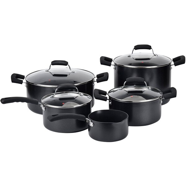 Set vase ZOKURA Primary Z1071, 9 piese, 1-7.4l, 14-28cm, aluminiu, negru