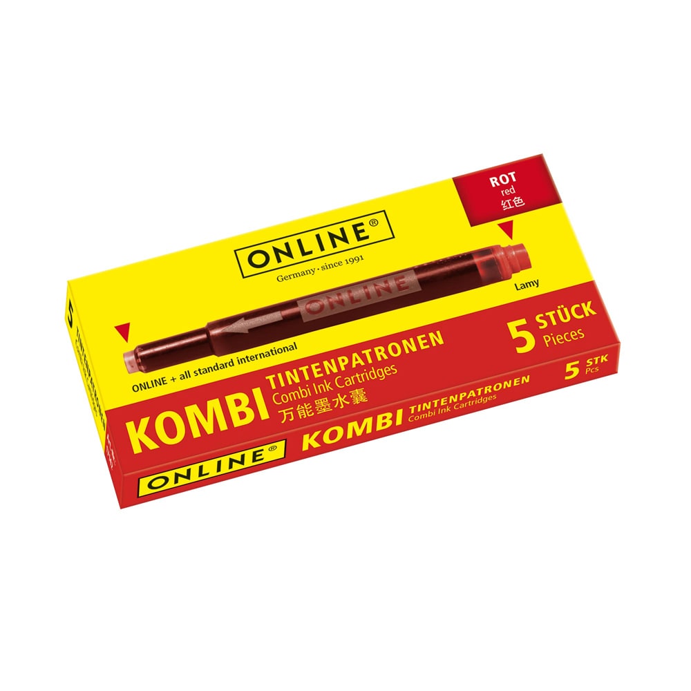 Patroane cerneala ONLINE Combi, 5 buc, rosu