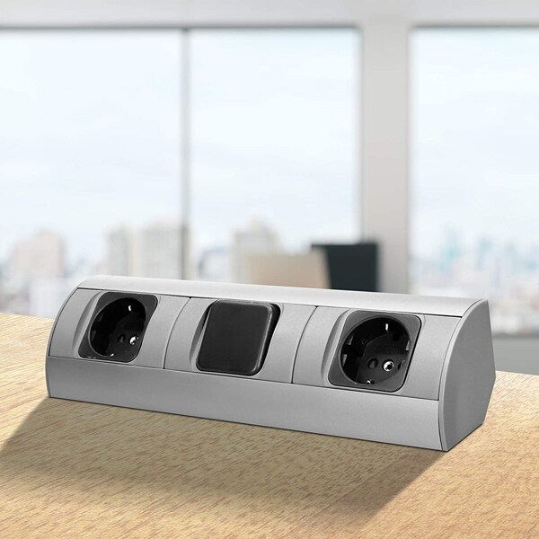 Priza externa ORNO OR-AE-1304(GS), 2 prize, 0.5m, argintiu