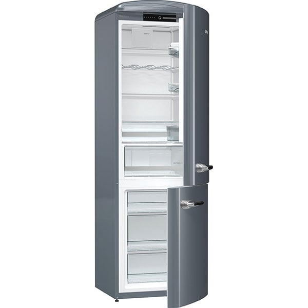 Combina frigorifica GORENJE Retro ORK192X, FrostLess, 322l, H 194 cm, Clasa A++, argintiu