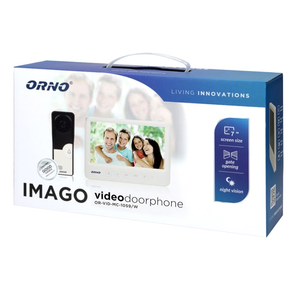 Interfon video cu fir ORNO OR-VID-MC-1059/W, LCD, 7 inch, alb-negru